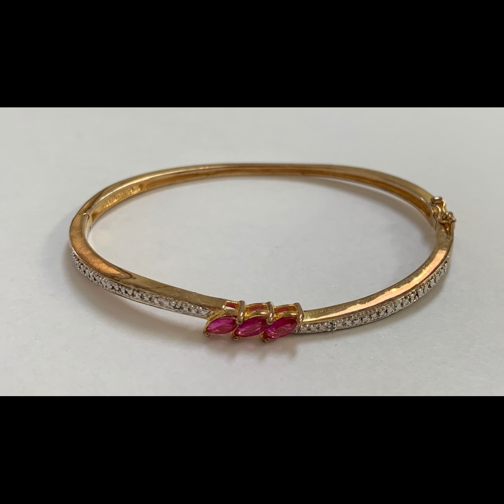 Sterling Silver Ruby Bangle Bracelet - image 1